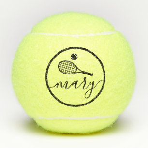 Elegant Script Racket Monogram Naam Tennisballen