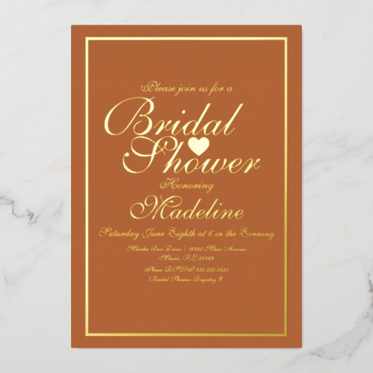 Elegant Script Rand Hart Bruiloft Feest Folie Uitn Uitnodiging (Voorkant)