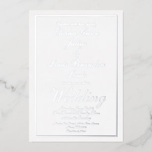 Elegant Script Rand Huwelijk Gedrukt Zilver Folie Uitnodiging
