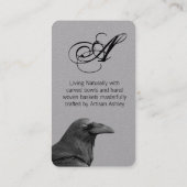 Elegant script Raven Crow Bird Artist Monogram Visitekaartje (Achterkant)