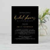Elegant Script Real Gold Foil Black Vrijgezellenfe Folie Uitnodiging (Staand Voorkant)
