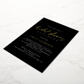 Elegant Script Real Gold Foil Black Vrijgezellenfe Folie Uitnodiging (Gedraaid)