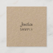 Elegant Script Real Kraft Paper Kunstmatige Unieke Vierkante Visitekaartje (Voorkant)