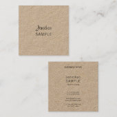 Elegant Script Real Kraft Paper Kunstmatige Unieke Vierkante Visitekaartje (Voorkant / Achterkant)