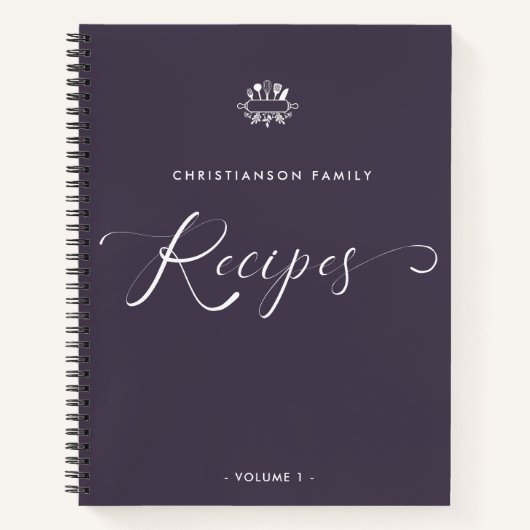 Elegant script recept voor aangepaste naam notitieboek (Voorkant)