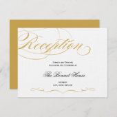 Elegant Script Reception Card - Gold & Black Informatiekaartje (Voorkant / Achterkant)