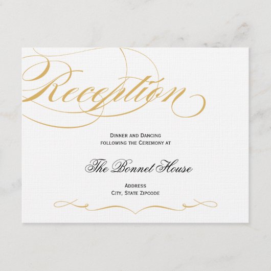 Elegant Script Reception Card - Gold & Black Informatiekaartje (Voorkant)