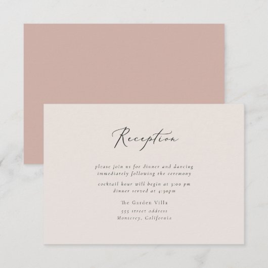 Elegant Script Reception Insert Kaart (Voorkant / Achterkant)