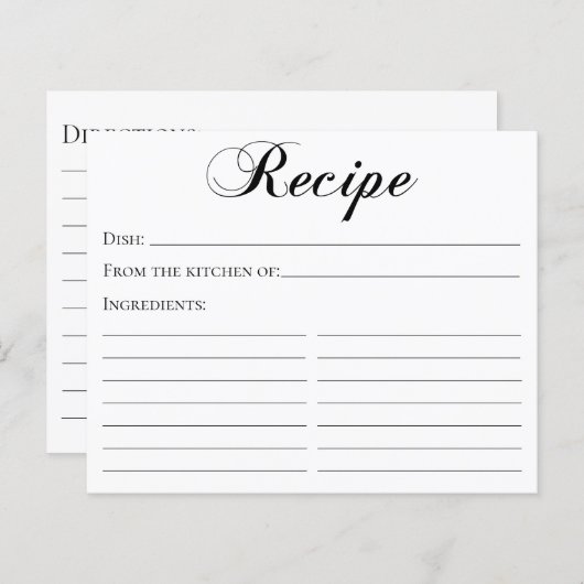 Elegant Script Recipe Kaart (Voorkant / Achterkant)