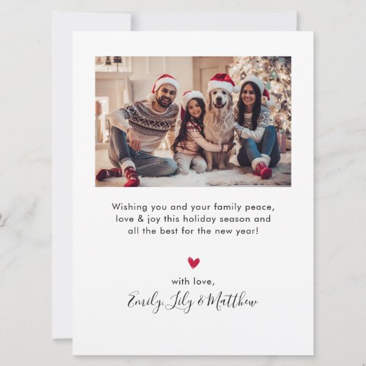 Elegant Script Red 5 Fotocollage Kerstmis Feestdagenkaart (Achterkant)