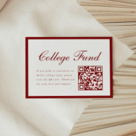 Elegant Script Red College Fund QR Code Graduation Informatiekaartje