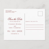 Elegant Script Red Gold Floral slaat de datum op Aankondigingskaart (Achterkant)