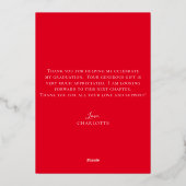 Elegant Script Red Gold Photo Afstuderen Folie Uitnodiging (Achterkant)