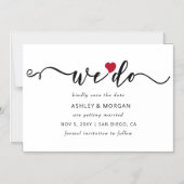 Elegant Script Red Heart we opslaan datum Magnetische Uitnodiging (Voorkant)