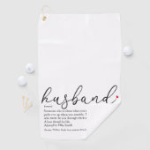 Elegant Script Red Love Heart Husband Definition  Golfhanddoek (Insitu)