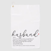 Elegant Script Red Love Heart Husband Definition  Golfhanddoek (Voorkant)