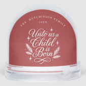 Elegant Script Red Photo Religious Sneeuwbol (Achterkant)