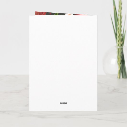 Elegant Script Red Poinsettia Floral Chic Business Feestdagen Kaart (Achterkant)