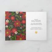 Elegant Script Red Poinsettia Floral Chic Business Feestdagen Kaart (Binnen)