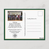 Elegant Script Red Poinsettia Green Photo Business Briefkaart (Achterkant)