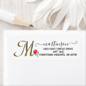 Elegant Script Red Rose Custom Gold Monogram Etiket (Insitu)