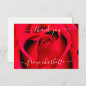 Elegant Script Red Rose Floral Hartelijk dank Bedankkaart (Voorkant / Achterkant)