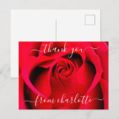 Elegant Script Red Rose Floral Hartelijk dank Briefkaart (Voorkant / Achterkant)