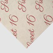 Elegant Script Red Sweet 16 Birthday Tan Tissuepapier (Detail)