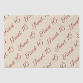 Elegant Script Red Sweet 16 Birthday Tan Tissuepapier