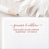 Elegant Script Red Wedding Retouradres Etiket (Insitu)