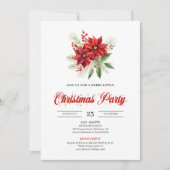 Elegant Script Red White Poinsettia Christmas  Kaart (Voorkant)