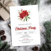 Elegant Script Red White Poinsettia Christmas  Kaart