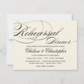 Elegant Script Rehearings Dinner - Zwart/Off White Kaart (Voorkant)