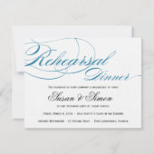 Elegant Script Rehearsal Dinner Invitation Blue Kaart (Voorkant)