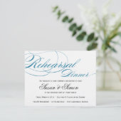 Elegant Script Rehearsal Dinner Invitation Blue Kaart (Staand voorkant)