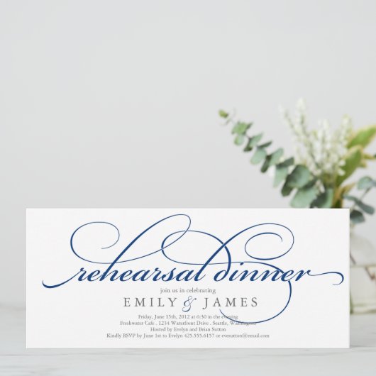 Elegant Script Rehearsal Dinner Invitation Kaart (Staand voorkant)