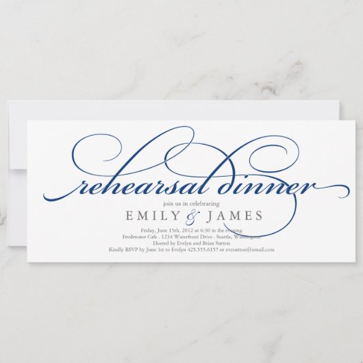 Elegant Script Rehearsal Dinner Invitation Kaart (Voorkant)