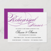 Elegant Script Rehearsal Dinner Invitation Paars Kaart (Voorkant / Achterkant)