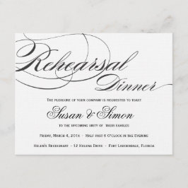 Elegant Script Rehearsal Dinner Invitation - Zwart Kaart