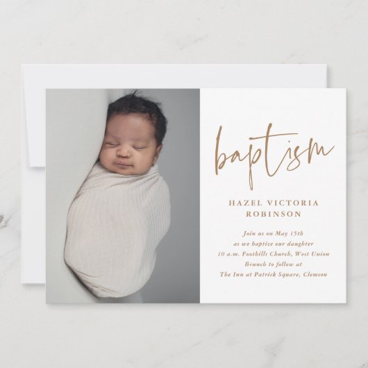 Elegant Script Religious Baptism & Christening Kaart (Voorkant)