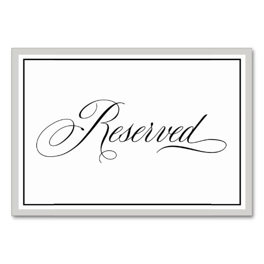 Elegant Script Reserved Table Kaart (Voorkant)