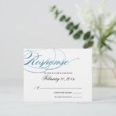 Elegant Script Response Card - blauw RSVP Kaartje (Staand voorkant)