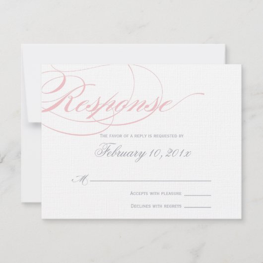 Elegant Script Response Card - Blush Pink RSVP Kaartje (Voorkant)