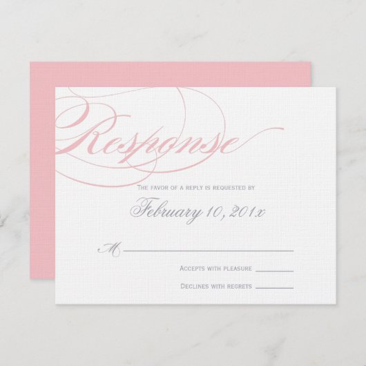 Elegant Script Response Card - Blush Pink RSVP Kaartje (Voorkant / Achterkant)