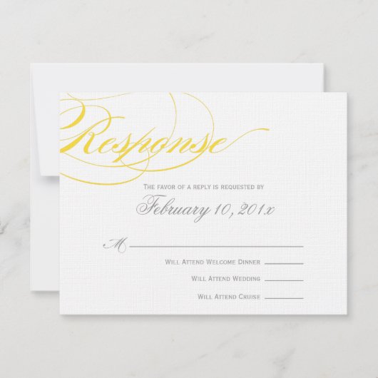 Elegant Script Response Card - Geel RSVP Kaartje (Voorkant)