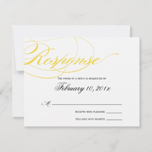 Elegant Script Response Card - Geel RSVP Kaartje (Voorkant)
