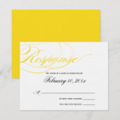 Elegant Script Response Card - Geel RSVP Kaartje (Voorkant / Achterkant)