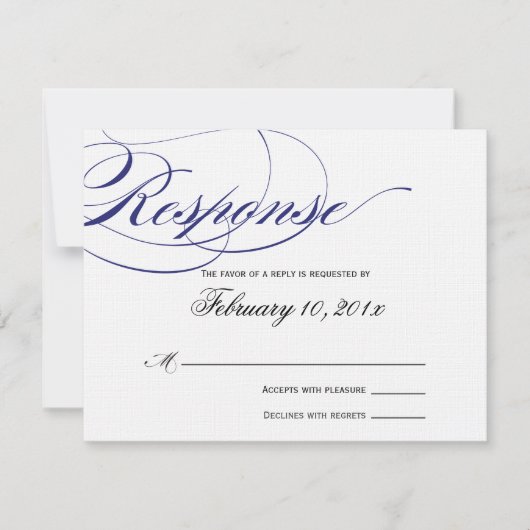 Elegant Script Response Card - Navy RSVP Kaartje (Voorkant)