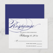 Elegant Script Response Card - Navy RSVP Kaartje (Voorkant / Achterkant)