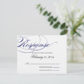 Elegant Script Response Card - Navy RSVP Kaartje (Staand voorkant)